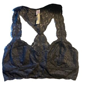Intimately Free People Lace Wireless Racerback Bra Bralette Black Small